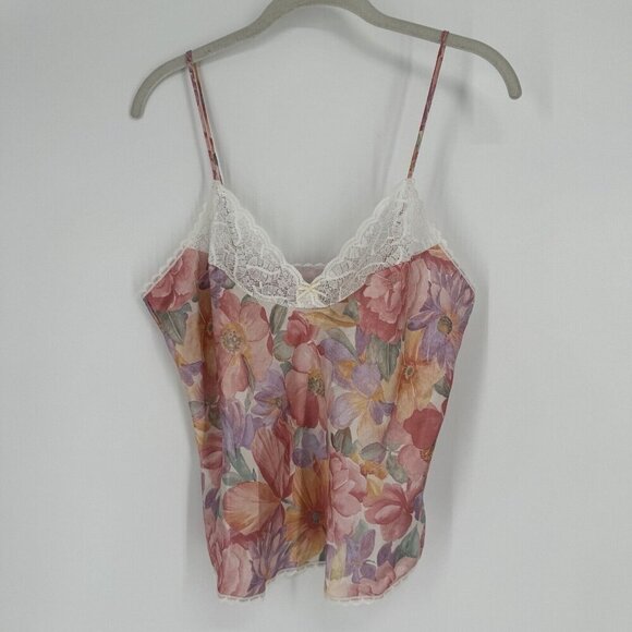 Unbranded Tops - Vintage satin floral lace cami tank top lingerie sexy  y2k 90s cottage core